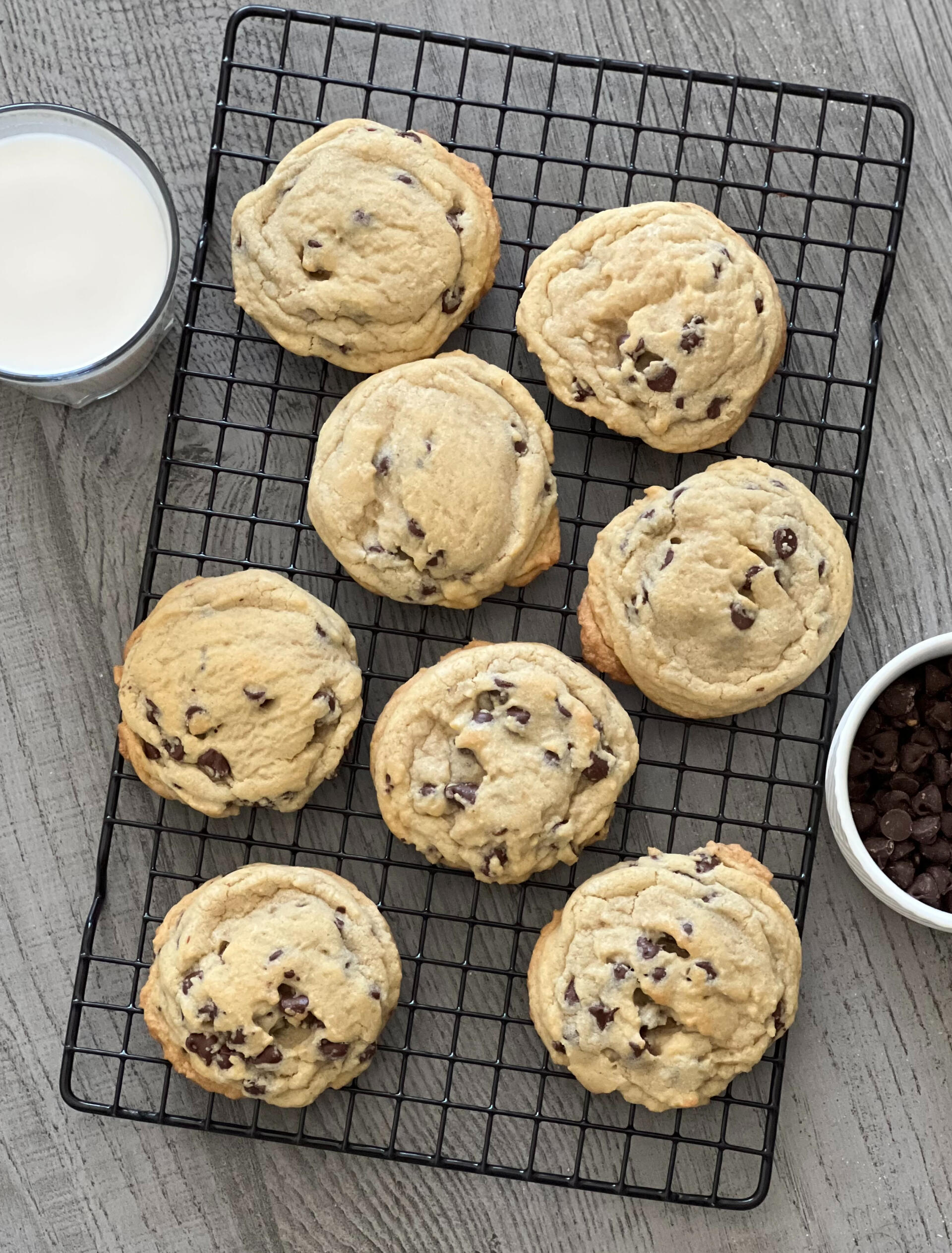 Chocolate Chip Cookies on cooling rack Chocolate Chip Cookies on cooling rack